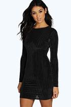 Boohoo Sabrinne Ribbed Velvet Bodycon Dress