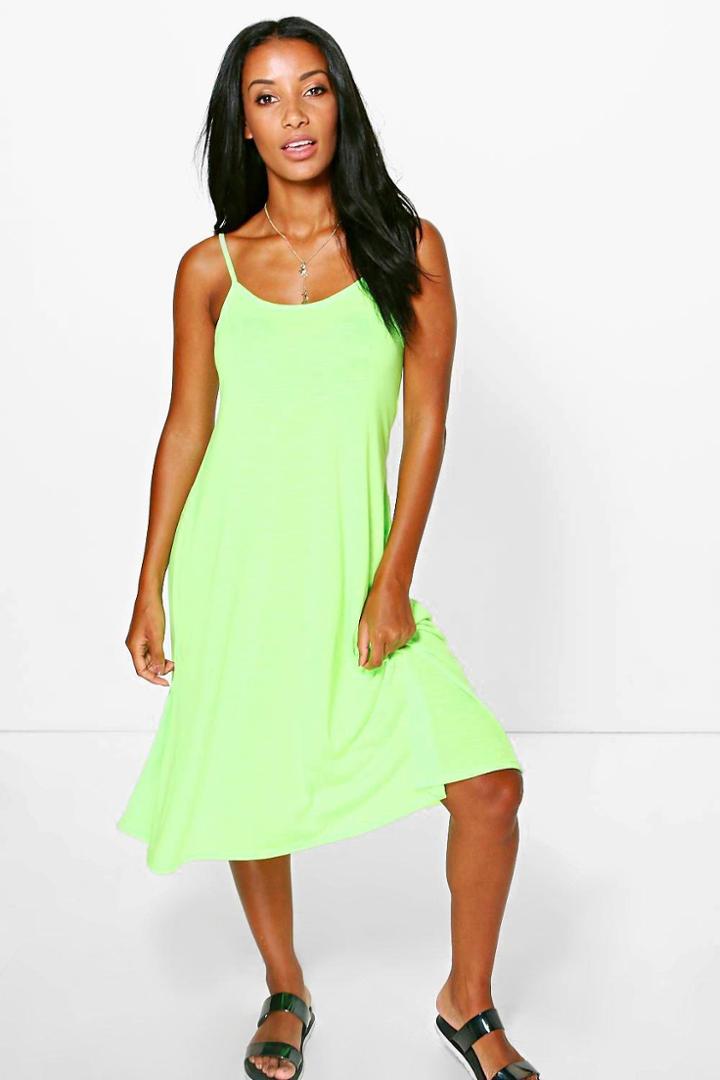 Boohoo Mya Strappy Swing Beach Dress Green