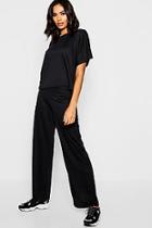 Boohoo Boxy Top And Wide Leg Trouser Knitted Lounge Set