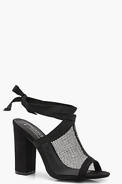 Boohoo Lacey Mesh Wrap Strap Shoe Boot