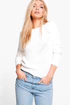 Boohoo Erin Front Body Stitch Jumper White