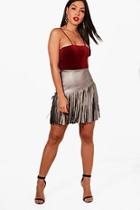 Boohoo Metallic Fringed Pu Mini Skirt