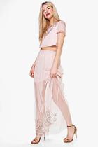 Boohoo Boutique Mesh Embellished Skirt & Crop Co-ord