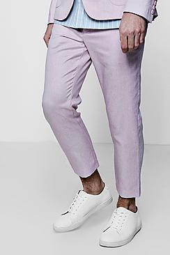 Boohoo Cropped Slim Fit Tailored Trousers With Drawstring