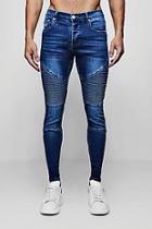 Boohoo Skinny Fit Biker Jeans With Side Zip