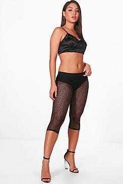 Boohoo Mae Fishnet Cropped Leggings