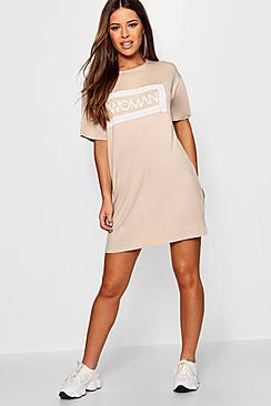 Boohoo Petite Woman Box Slogan T-shirt Dress