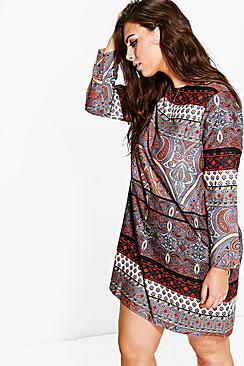 Boohoo Plus Annora Paisley Shift Dress