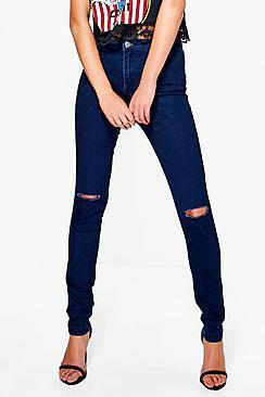 Boohoo Lara Knee Rip Tube Jeans