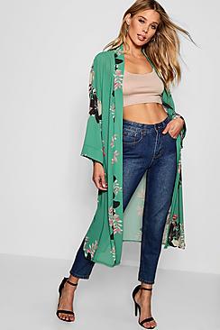 Boohoo Floral Belted Maxi Kimono