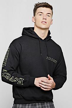 Boohoo Beverly Hills Front And Sleeve Print Hoodie