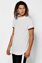 Boohoo Check Roll Sleeve T-shirt With Curve Hem