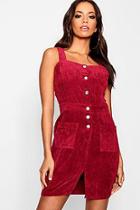Boohoo Chunky Cord Mini Pinafore Dress
