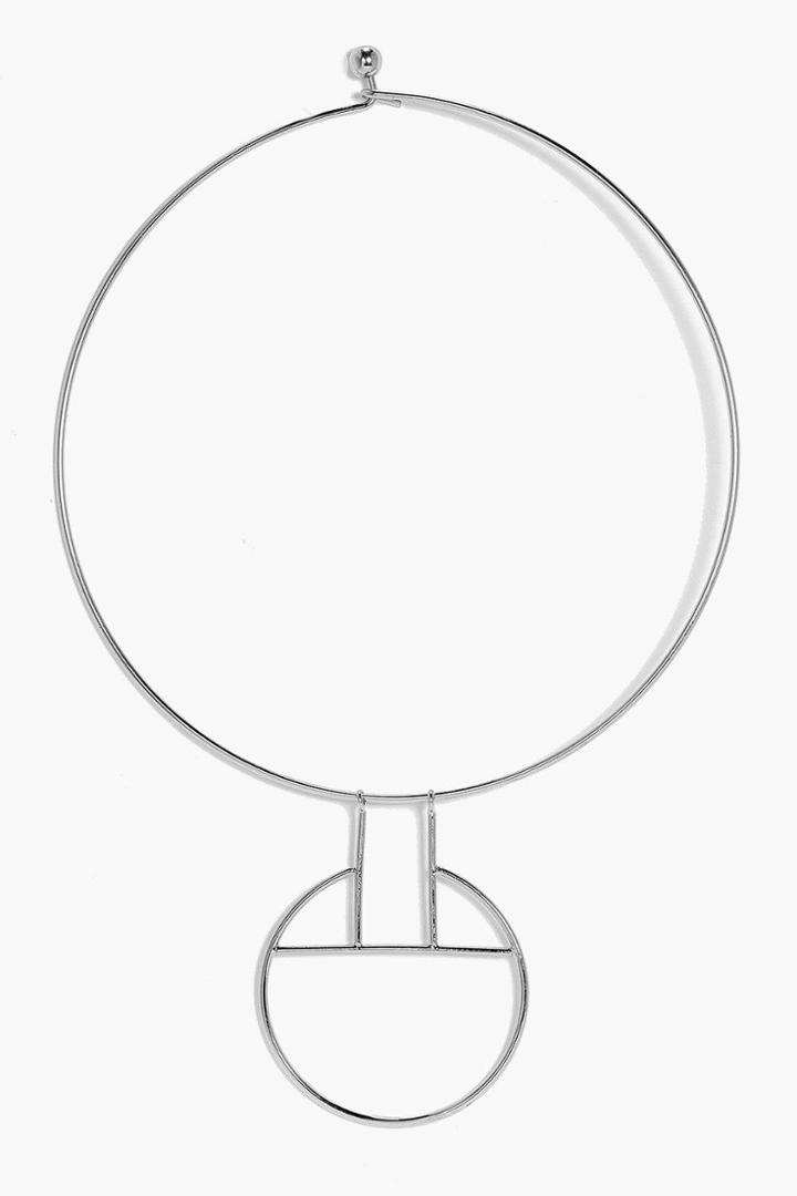 Boohoo Angel Open Geometric Choker Silver