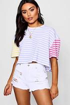 Boohoo Amy Pastal Contrast Stripe Boxy Crop