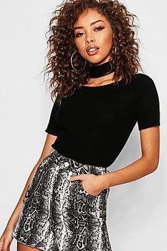 Boohoo Choker Detail Knitted Top