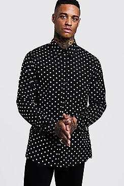 Boohoo Polka Dot Long Sleeve Oversized Shirt