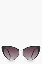 Boohoo Ivy Black Metal Cat Eye Sunglasses