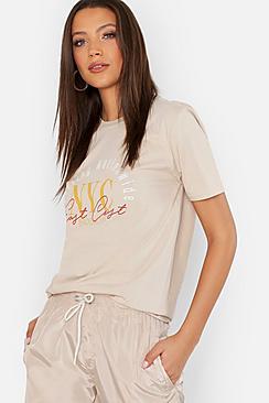 Boohoo Tall Nyc Slogan T-shirt