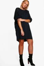 Boohoo Plus Danielle Distressed Sweat Dress Black