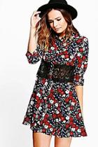 Boohoo Edna Lace Trim Shirt Dress