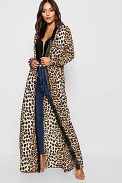 Boohoo Petite Leopard Print Maxi Kimono