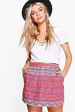 Boohoo Bea Woven Aztec Mini Skirt