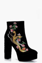 Boohoo Kerry Embroidered Dragon Platform Shoe Boot