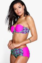 Boohoo Aruba Enhance Underwired Geo Print Bikini Multi