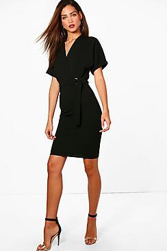 Boohoo Tall Belted Wrap Dress