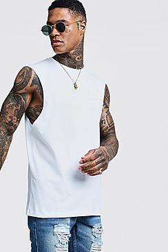 Boohoo Worldwide Man Embroidered Drop Armhole Tank
