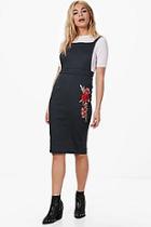 Boohoo Penelope Embroidery Bodycon Denim Dress