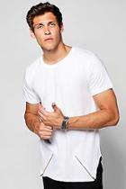Boohoo Crew Neck T-shirt With Angle Zips