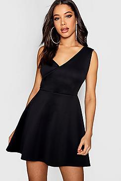 Boohoo Jemima Wrap Top Skater Dress