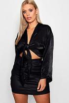 Boohoo Plus Charlotte Satin Wrap Top