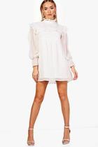 Boohoo Monica Dobby Spot Ruffle Smock Dress