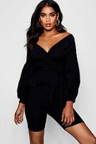 Boohoo Claire Bell Sleeve Wrap Over Top