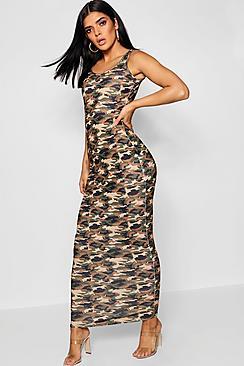 Boohoo Camo Print Maxi Dress