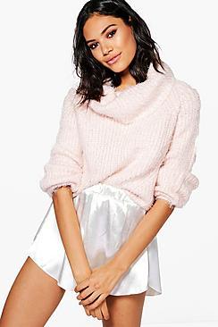 Boohoo Florence Soft Knit Roll Neck Crop Jumper