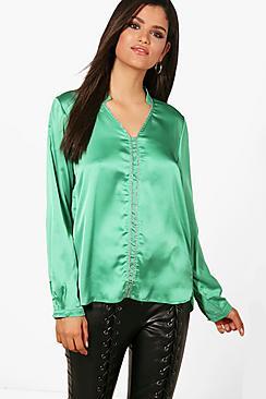 Boohoo Embellished Panel Shirt
