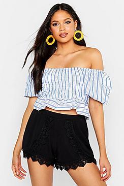 Boohoo Tall Crochet Trim Runner Shorts