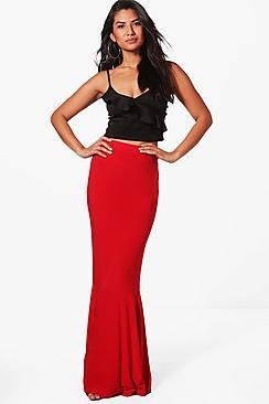 Boohoo Nadia Drop Hem Slinky Maxi Skirt