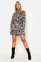 Boohoo Plus Tiger Wide Rib Oversized Jumper Dress