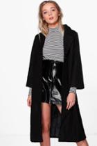 Boohoo Lucy Longline Wool Look Coat Black