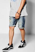 Boohoo Loose Fit Skater Denim Shorts With Distressing