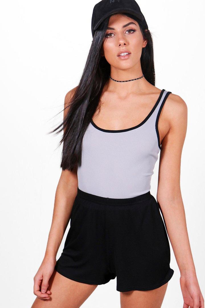 Boohoo Diana Basic Jersey Runner Shorts Black