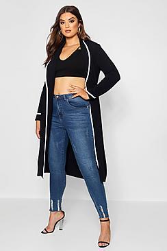 Boohoo Plus Contrast Piping Detail Duster