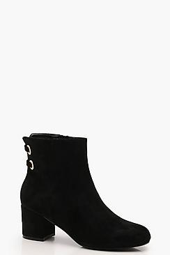 Boohoo Lace Back Detail Block Heel Shoe Boots