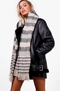 Boohoo Alana Chunky Stripe Woven Scarf