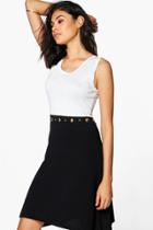 Boohoo Lucy Studded Skater Dress White